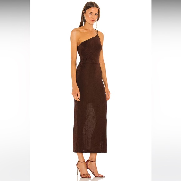 SIGNIFICANT OTHER Bella Midi Dress in Chocolate Brown, Size US 4 - Picture 2 of 7